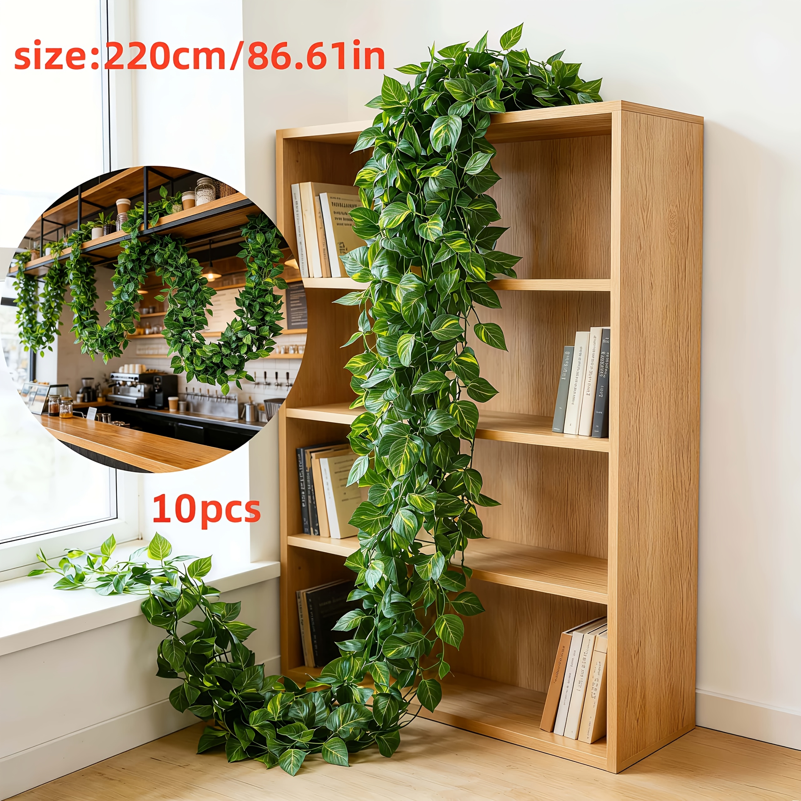 Image of 10pcs Elegant Beautiful Evergreen Plants Artificial Ivy And Creeping Plants Anti-uv And Set Suitable For Perfect For Outdoor Courtyard Home Bedroom Living Room Wedding Hotel Party Wall Decorat