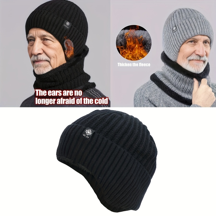 

Cozy Fur-lined Winter Hat With Ear Flaps - Stretchy, Warm Knit Cap For , Cycling & Outdoor Activities