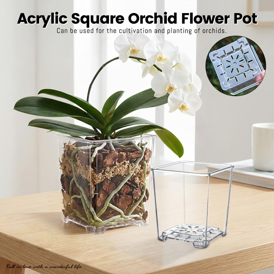 6 Durchsichtige Orchideentöpfe Aus Kunststoff Mit Drainage – 5,5 Zoll, Belüftungslöcher, Ideal Zum Umtopfen & Wurzelkontrolle Pflanzengefäß Mit Löchern