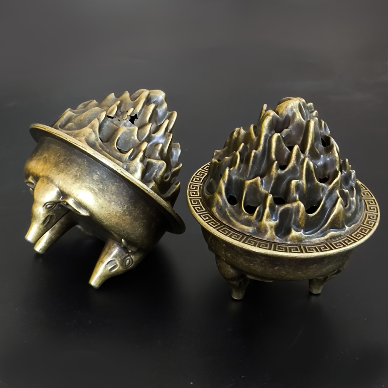 铜器  香炉  三足象耳三面狮头香炉 香道具  工艺品  美术品  摆件 铜器 香炉 三足象耳三面狮头香炉 香道具 工艺品 美术品