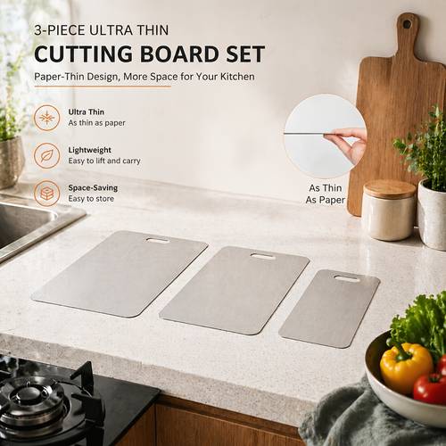 3 stainless steel cutting board set durable easy to clean kitchen prep space saving rust resistant ensures preparation