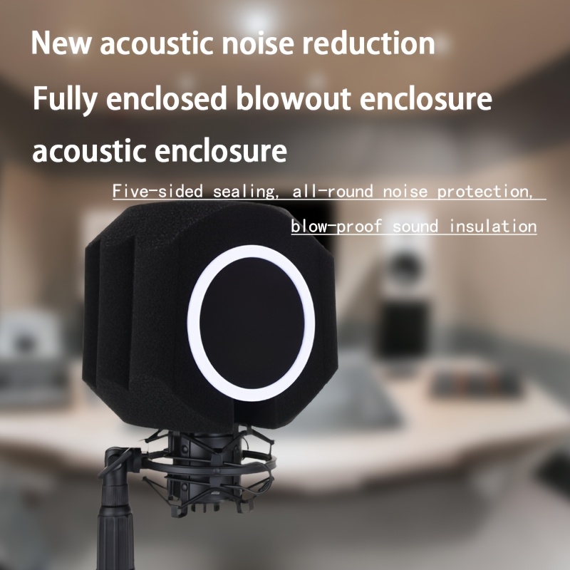 

Professional Black Sponge Microphone Cover With Xlr Connector - High-density Foam Sound , , Ideal For Small Recording Rooms And , Recording Microphone Cover