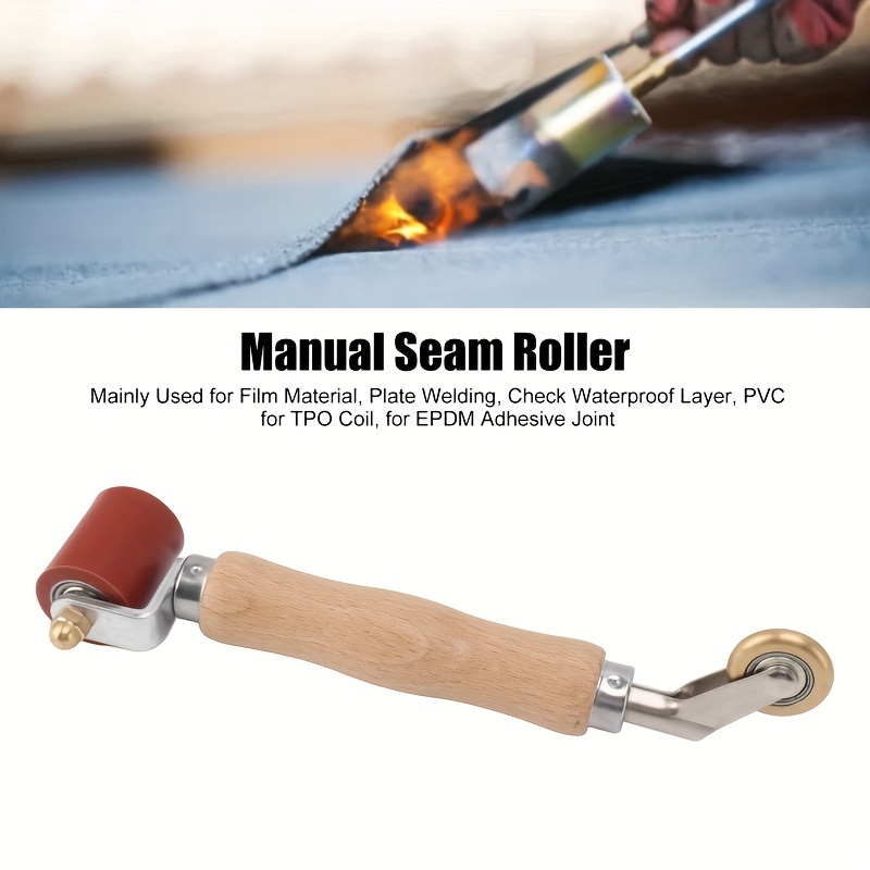 Silicone Seam Roller – 40mm Professional Hand Roller For Wallpaper, PVC, TPO, EPDM Roofing, Heat-Resistant To 280°C With Wooden Handle (Red)