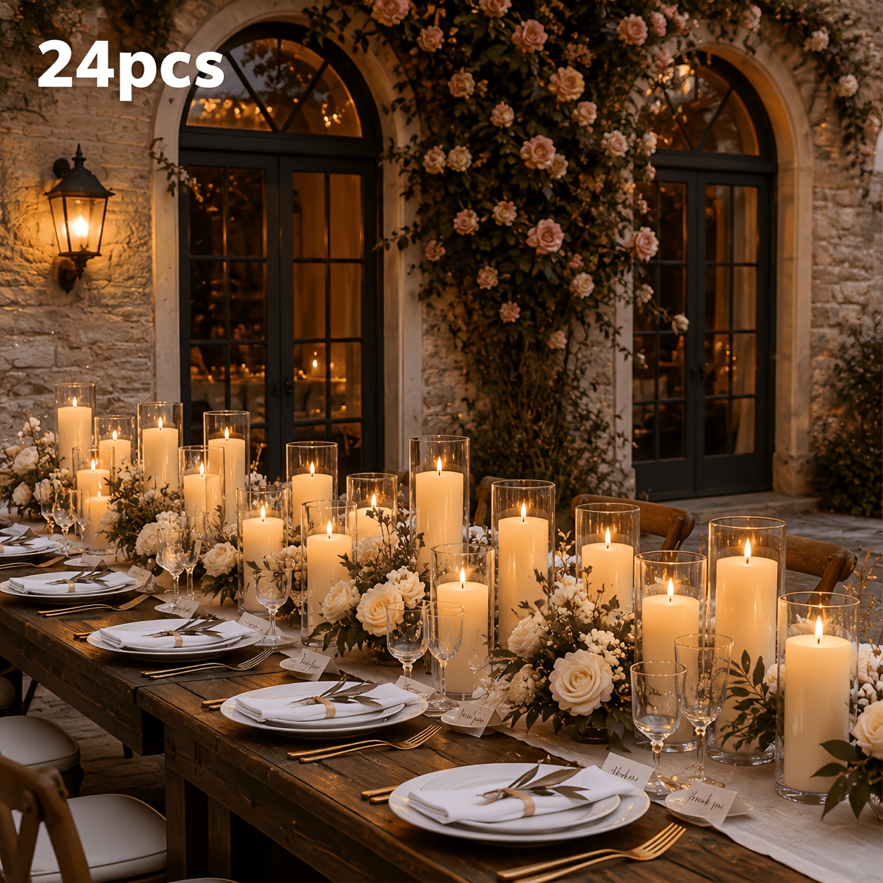 24pcs Cylinder Glass Vases for Centerpieces