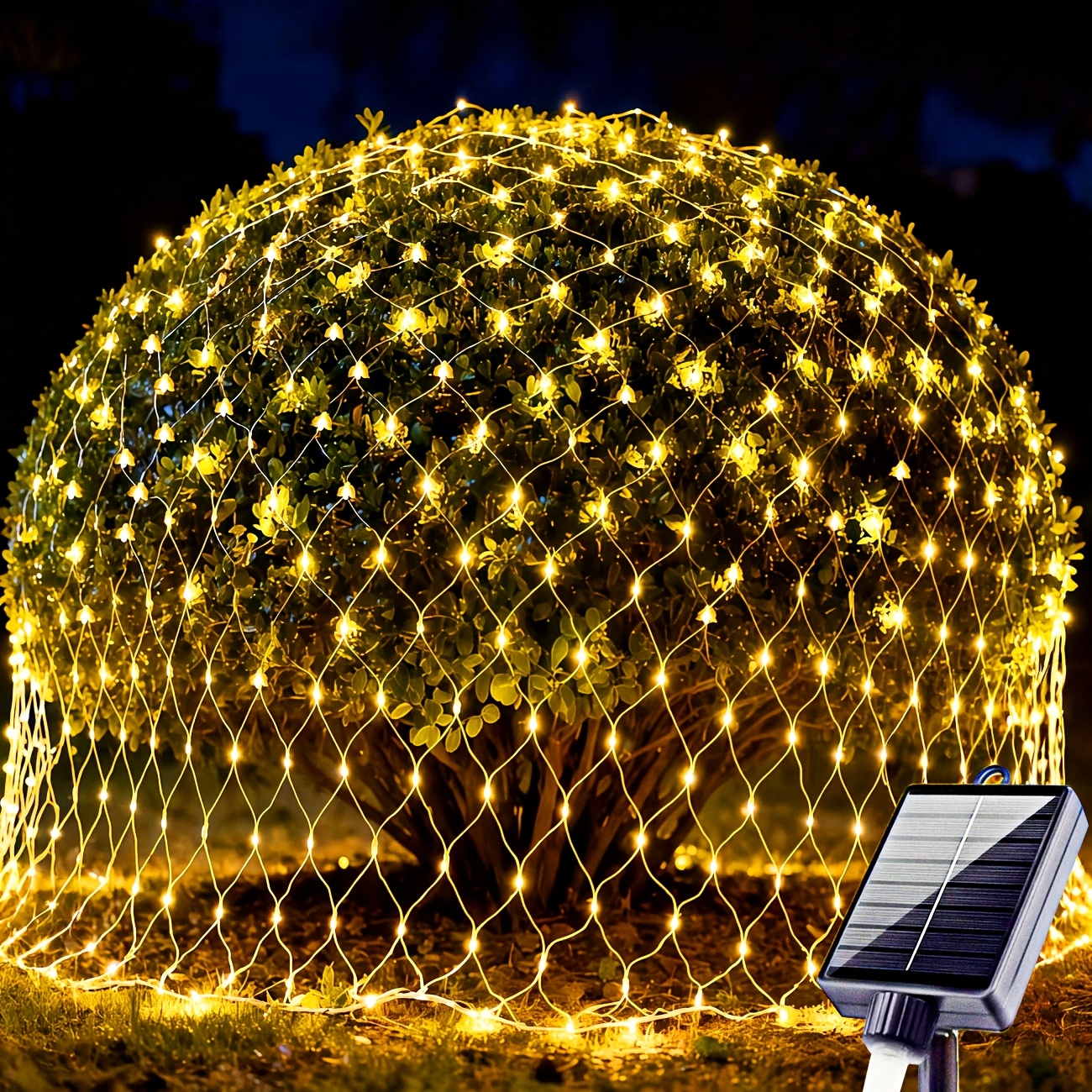TEMU 1pc Outdoor String Lights With 197/97 Leds, Warm White & Multicolor Suitable For Halloween/christmas Decorations, Auto Light Sensor, Solar Net