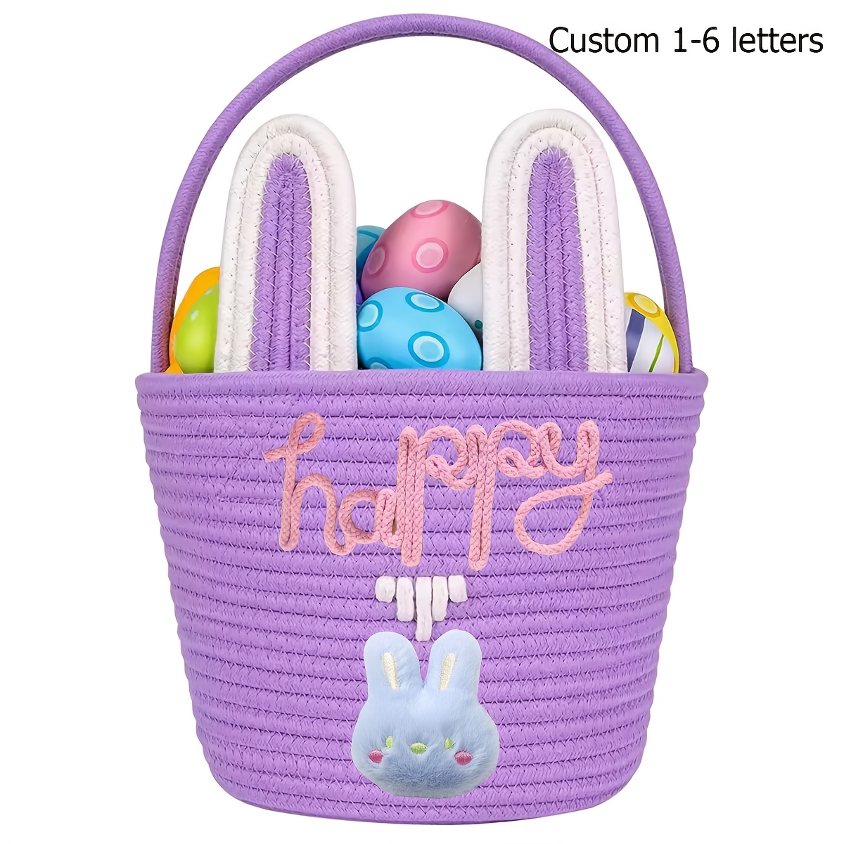 Personalized Custom Name Woven Rabbit Storage Basket