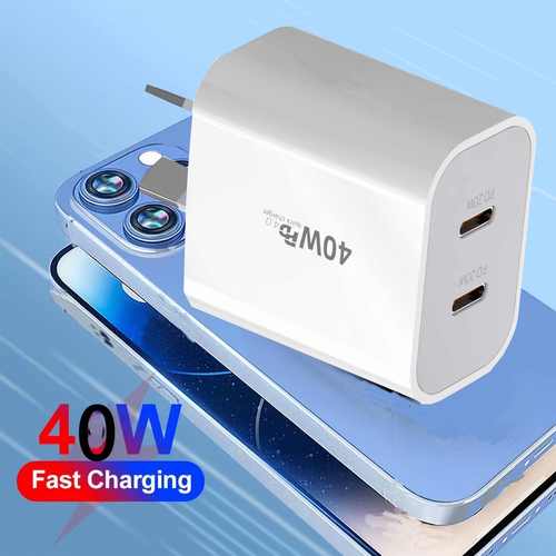 saa certified pd40w dual usb c power charger is suitable for charging iphone 15 and 16 featuring dual pd40w fast charging capabilities for smartphones
