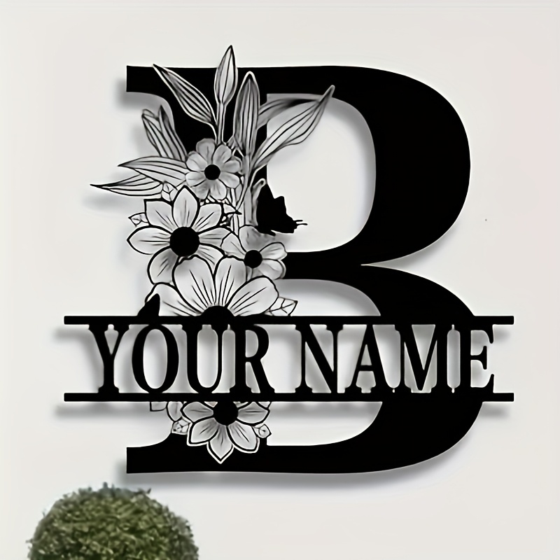 

Customizable Floral Metal Family Name Sign - Home Decor, Housewarming & Wedding Gifts, Decor, Personalized Letters, Room Decor