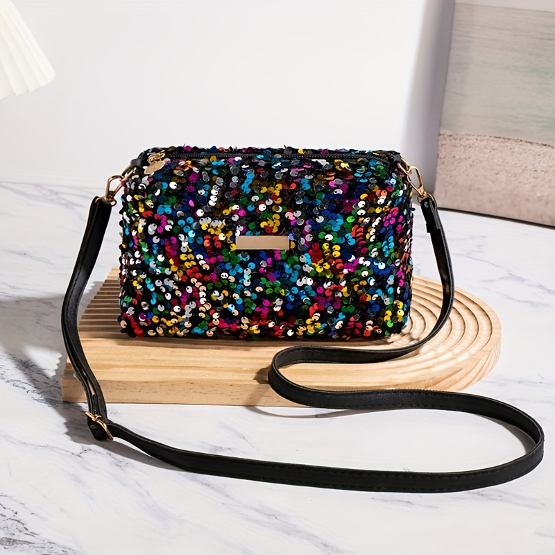 Ladies' Crossbody Bag 2025 Sequin Bag Versatile Shoulder Bag Casual Minimalist Square Bag