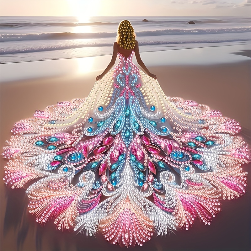 open lace back dress Pink and Green Peacock Fairy Wings main image 0