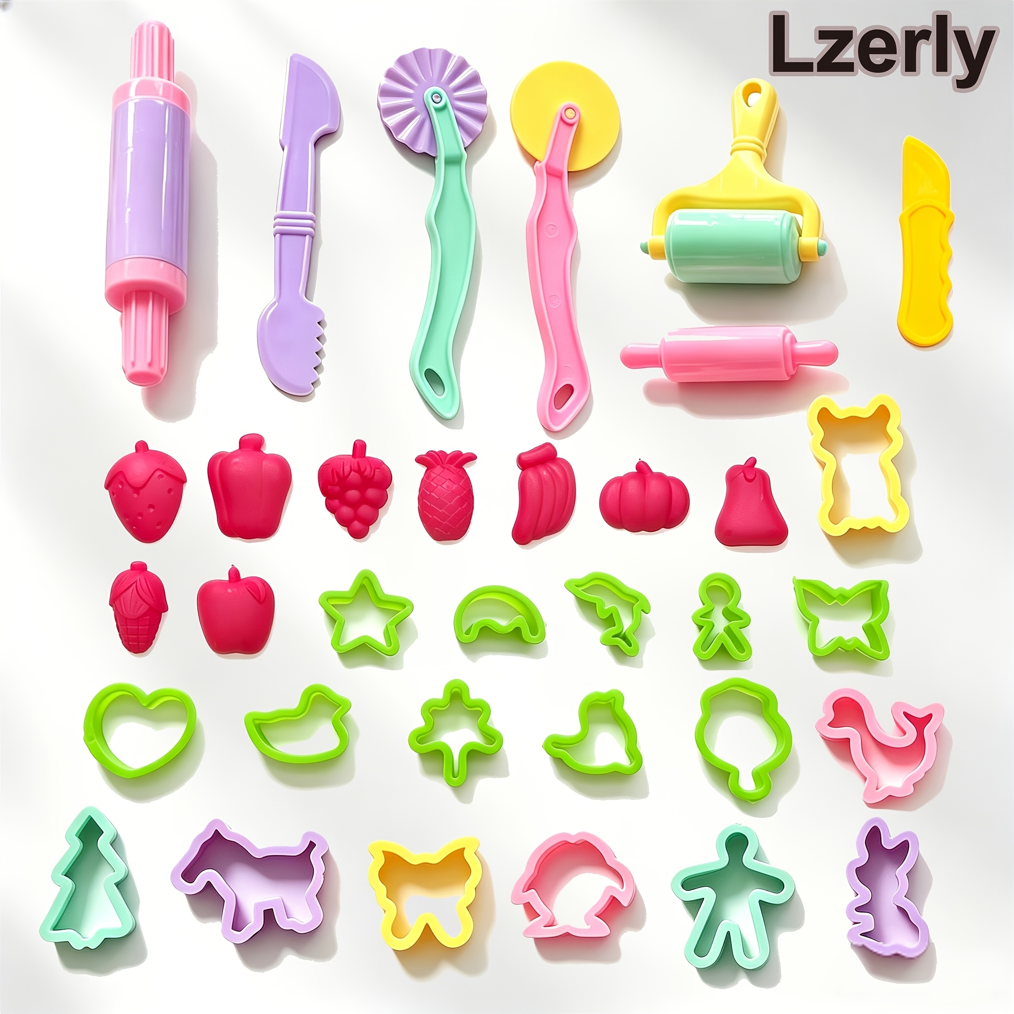 TEMU Lzerly - 34pcs Kids Clay Craft Tool Kit (random Color), Multi-functional Clay Accessory Set For Children Handmade Creation, Party Gifts,