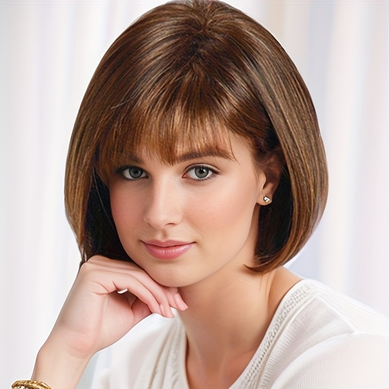 

Short Bob Wigs For Women Straight Brown Hair Fancy Dress Party Wig For Lady