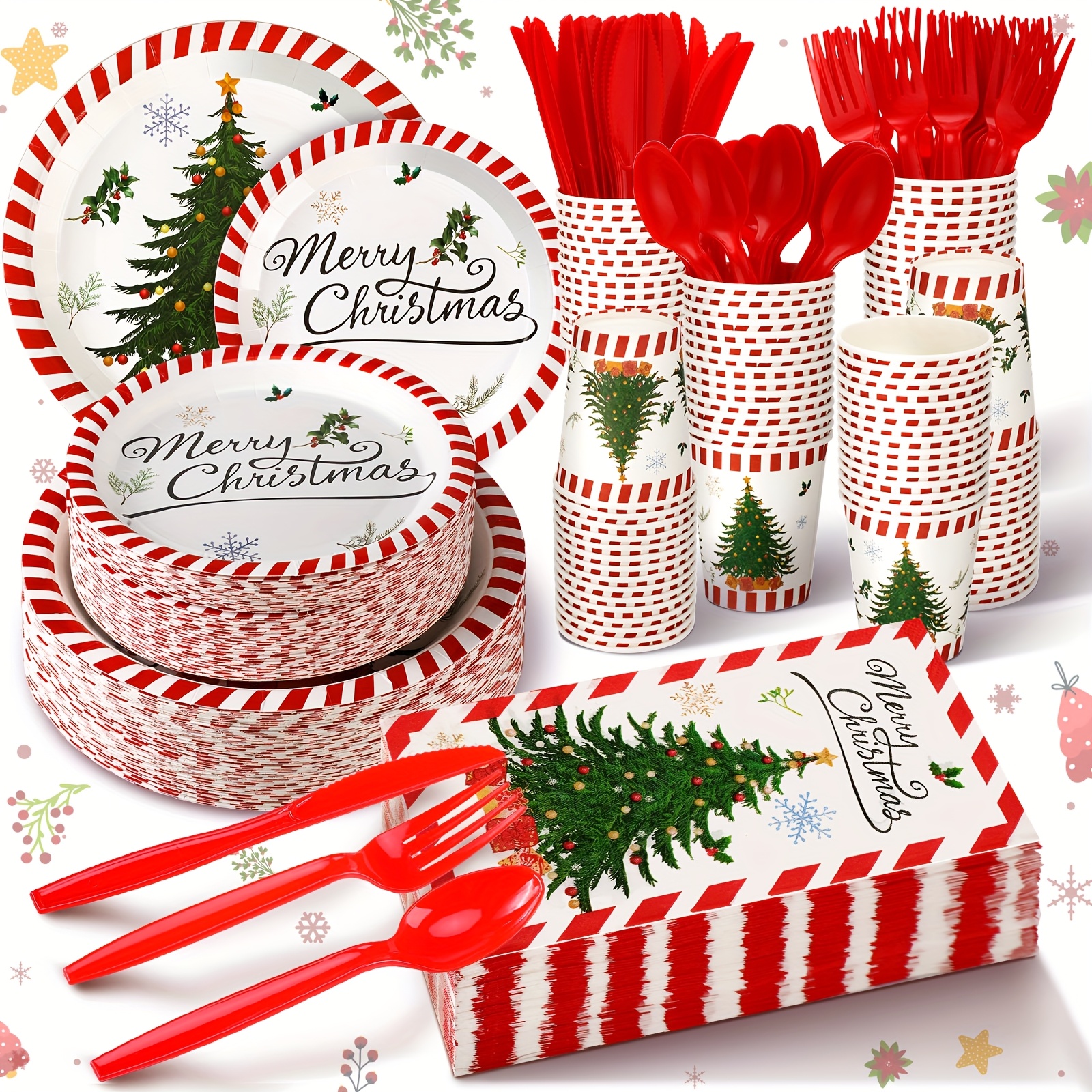 Christmas Dinnerware Set 400pcs Serve 50
