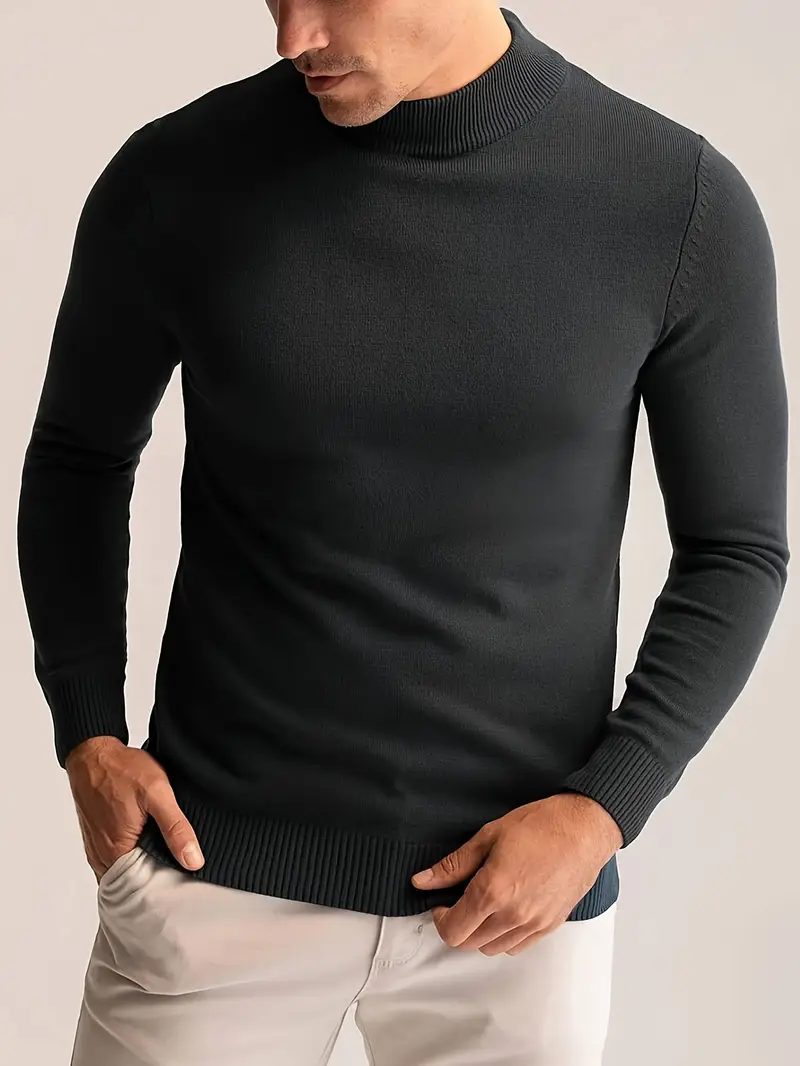 Solid Color High Neck Collar Medium Style Sweaters Solid Color High Neck Collar Medium Style Sweaters