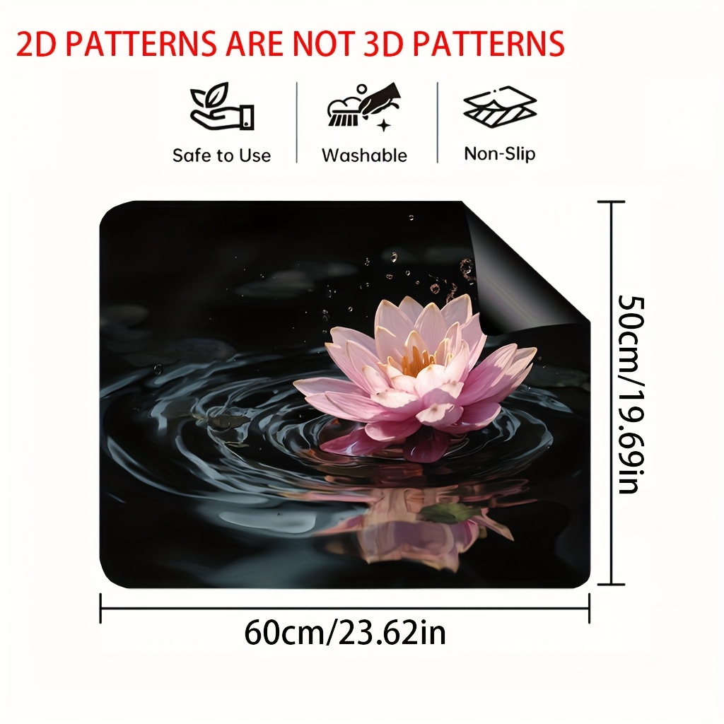 TEMU 1pc, Flat Design, Pink Lotus On Water Stove Top Protector And Dish Drying Mat, Dry Mat, Compatible With Most Standard Ovens And Stovetops, Stove