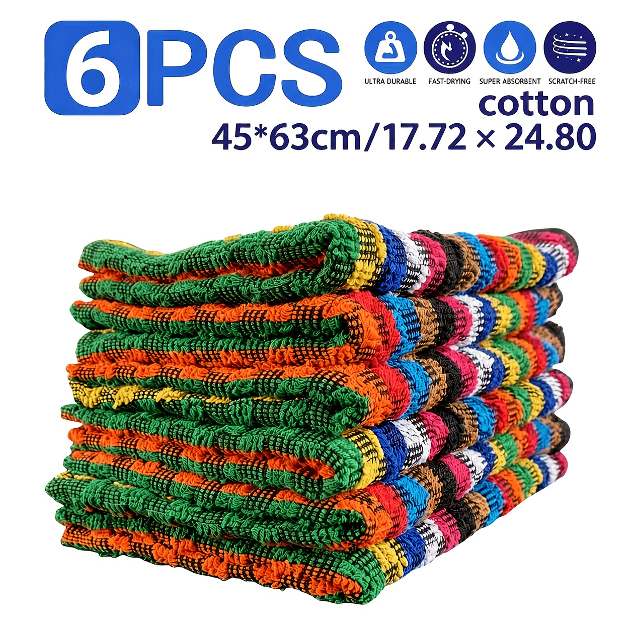 Image of Set Of 6 Kitchen Towels, 45 X 63cm / 17.72 X 24.80 Inches, Modern And Easy Style For Kitchen Towels, Kitchen Cloth For Home And Kitchen, Suitable For Cleaning Glasses, Mixed Colors