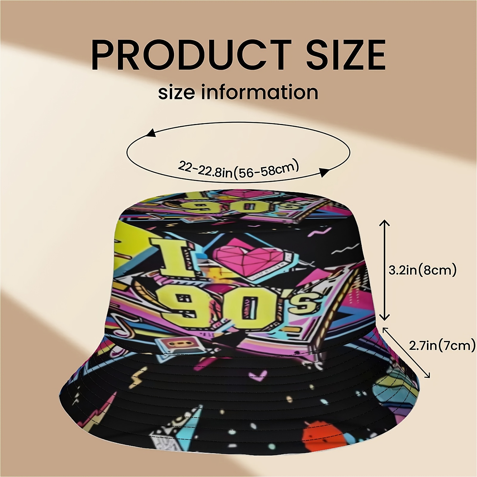 TEMU 1 pieza Sombrero de pescador unisex estampado con cintas de casete de , y , sombrero elegante con personalidad , sombrero de pescador para