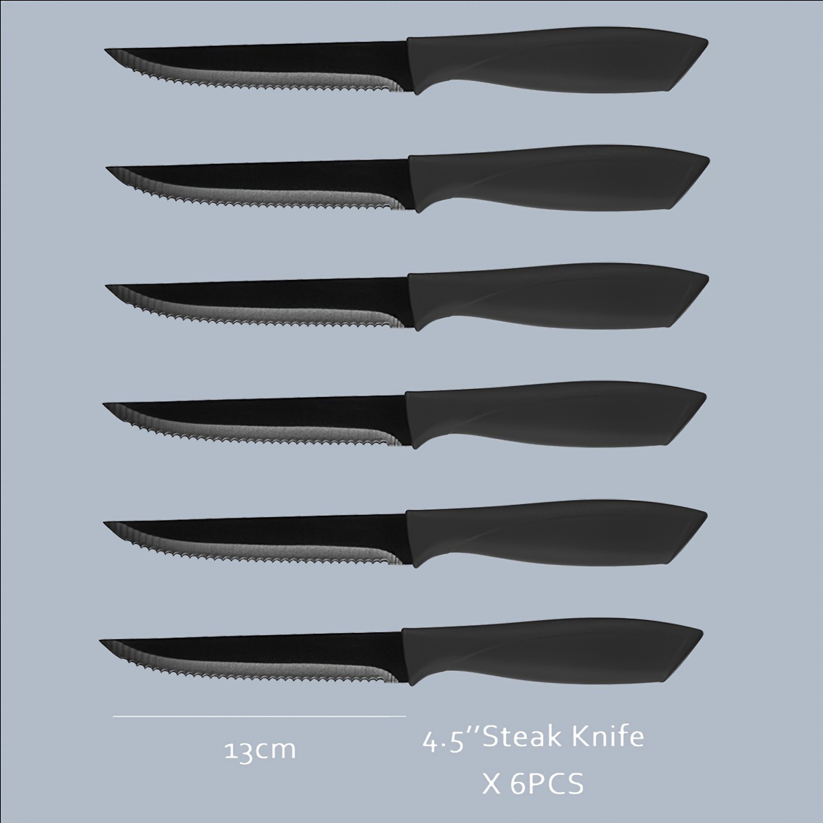 TEMU 6-piece High Carbon Stainless Steel Sharp Serrated Steak Knife