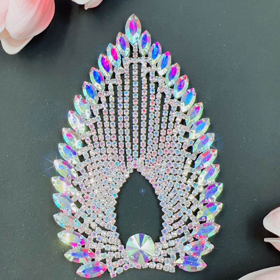 Image of 1pc Rhinestone Fringe Shoulder Epaulette Rhinestones Appliques Patches For Diy Women Fashion Accessories