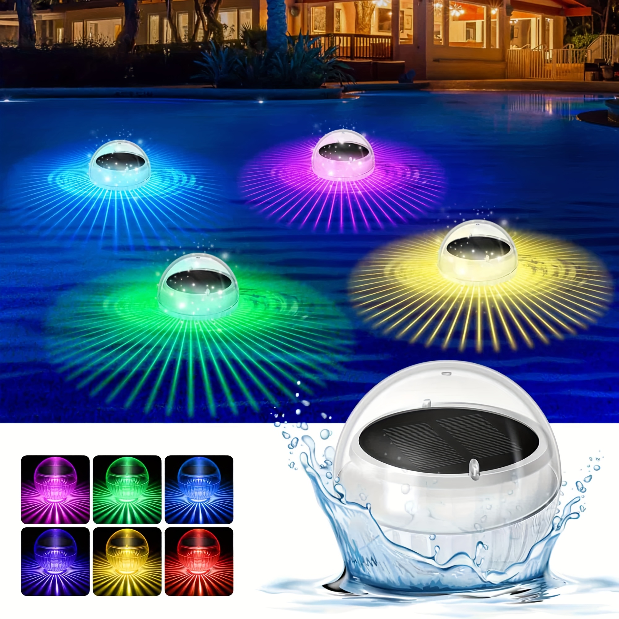 Waterproof RGB Pond Lights RGB Remote Control Waterproof Submersible ...