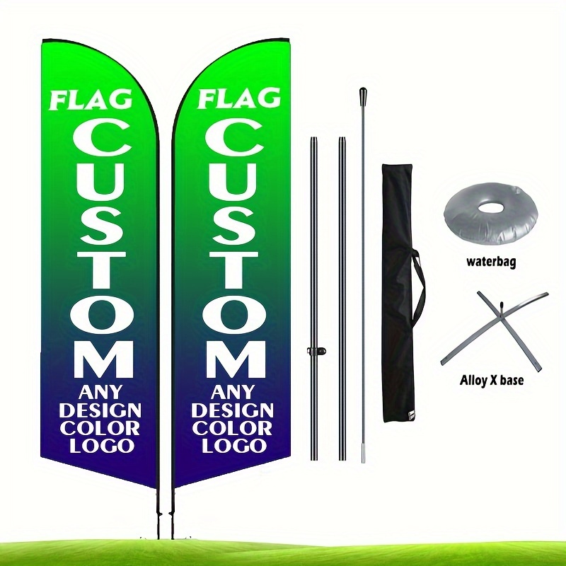 

Custom Double-sided Feather Flag Set With Pole - 78"x20" Polyester, Outdoor Banner For Events & Promotions, Includes Ground Spike Base & Stake Option