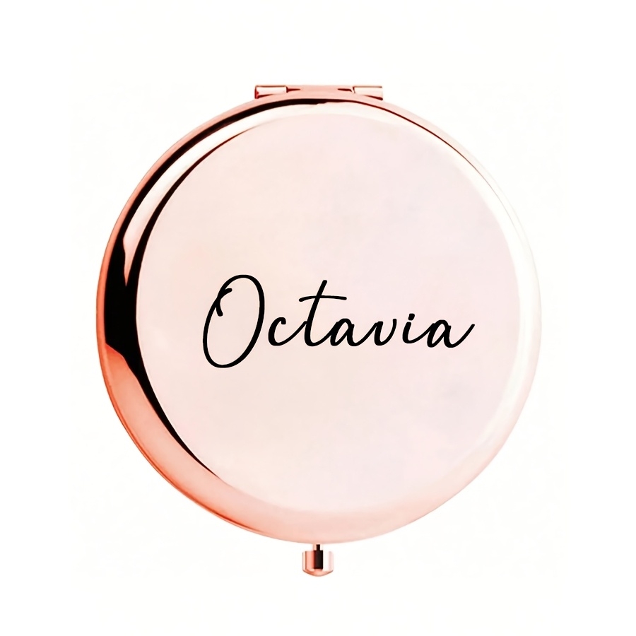 TEMU 1pc Personalized Retro Cosmetic Mirror, Custom Name, Personalized Pocket Magnifying Mirror, Perfect Bridesmaid, Decorative, , Fashionable, Easy