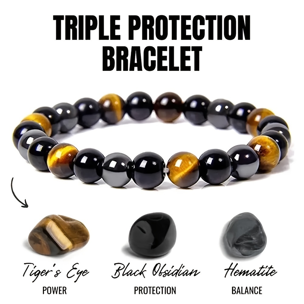 

1pc Bracelets Unisex Hematite Tiger Eye & Black Beaded Jewelry Fashion Jewelry Perfect Gift