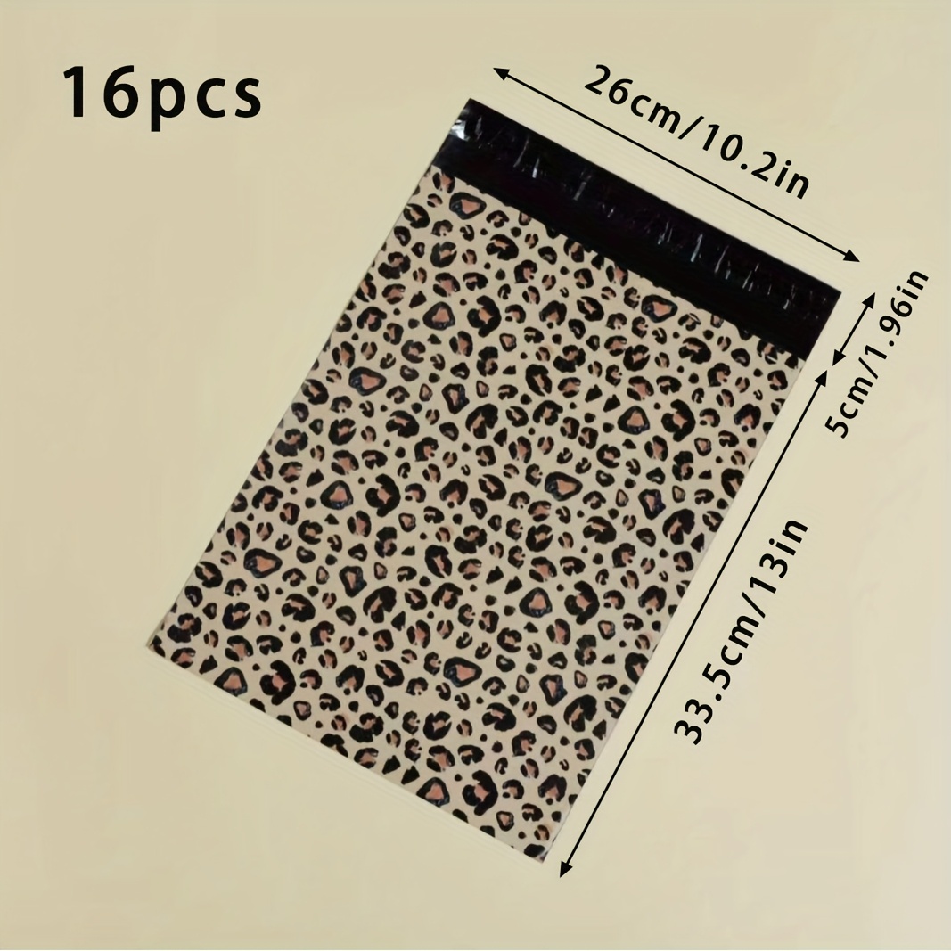 TEMU 16pcs Leopard Print Courier Mailer Bags, Clothing Packaging Bags, Reusable, Ideal For Postage, Shipping, And Document Packaging, Stylish