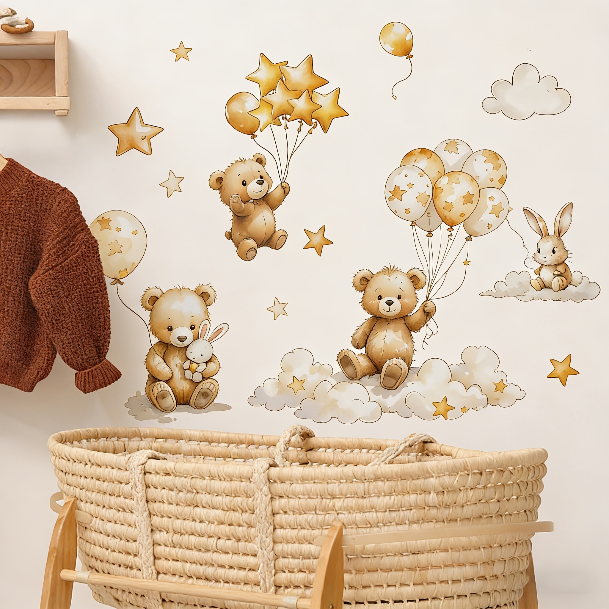 Wall Stickers Featuring Cartoon Clouds, , Balloons, And Stars For Decorating Bedrooms, Living Rooms, And Study Areas