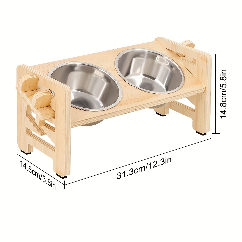 Elevated Dog Bowls, Adjustable Raised Dog Bowl Stand for Small Puppy and Cats, Sturdy Pet Food Feeder with 2 Stainless Steel Dishes