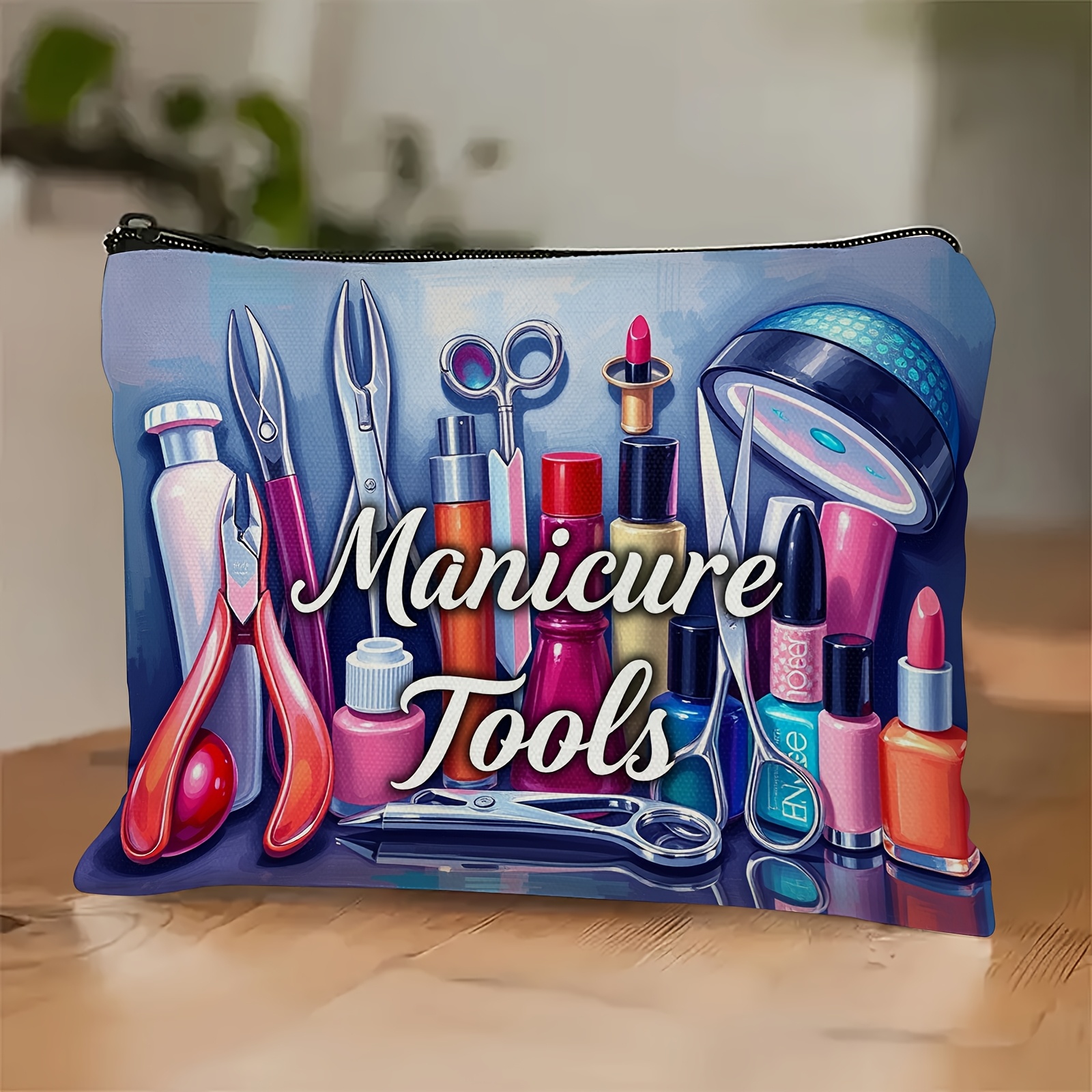 This Stylish Makeup Bag Features Unique Nail Art, To Last Without Fading, And Includes A Zipper Closure. A Versatile Travel Storage Solution That Can Cosmetics, Nail Tools, Or Snacks