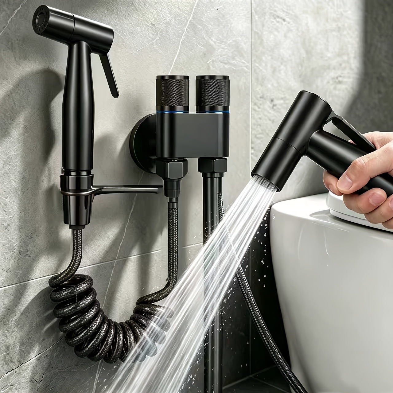 Image of Toilet Spray Gun, Powerful Water Outlet, With Extended Flexible Extension Hose. Quickly Clean The Bathroom, Suitable For Household Cleaning