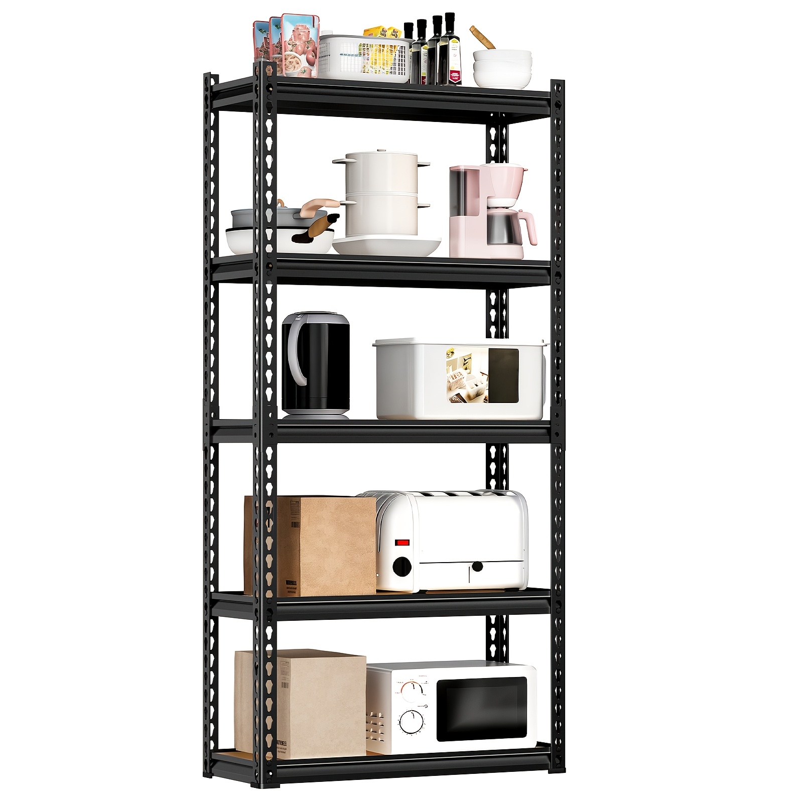 TEMU Leveleve 5-tier Heavy Duty Metal Shelf, 2020 Lbs Load Capacity, Adjustable Utility Storage Rack For Garage, Warehouse, Home, Utility Shelves