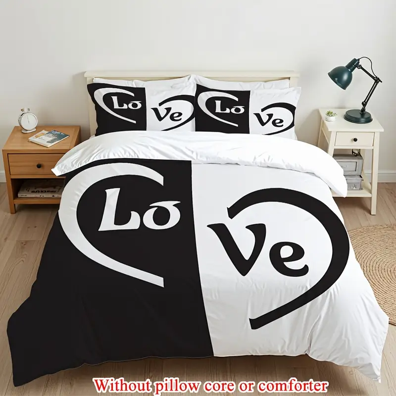 2 3pcs 1 duvet cover 1 2 pillowcase without core valentines day couple gifts print soft comfortable bedding set for bedroom dorm room family gift Product details 1