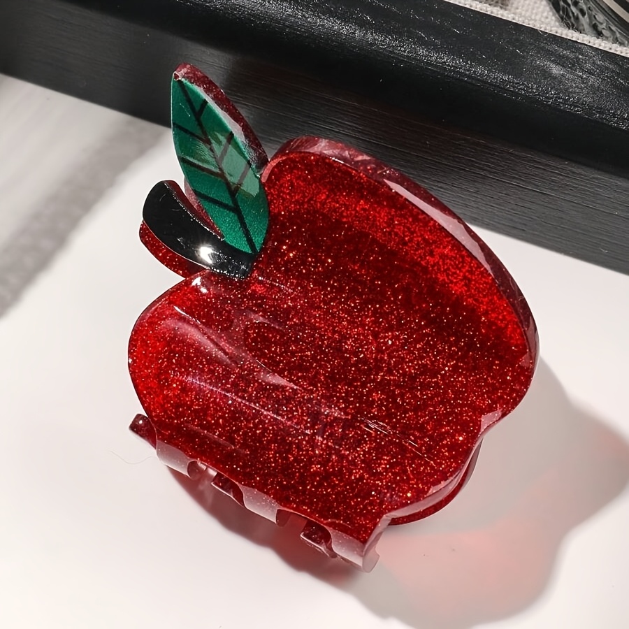 TEMU 1pc Acrylic Glitter Adorable Sweet Fruit Print Hair Claw, Pastoral Style Hair Accessory Claw Clips Hair Clips Hair Jaw Clip Hair Clamps Hair Clu