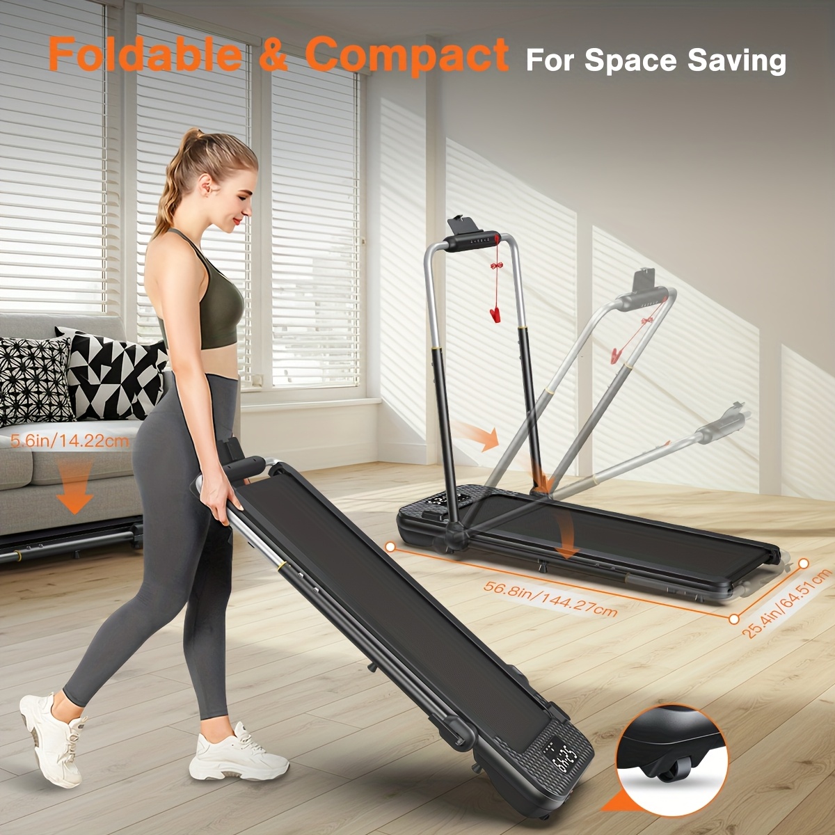 Portable Walking Pad Treadmill With 10% Incline/* MPH 360/ 265  LBS Capacity, Compact Under Desk Walking