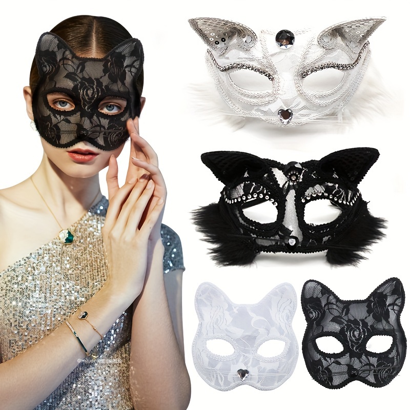 

1pc Half-face Makeup Ball Mask With Bead Decoration In Women's Costume Mask Carnival