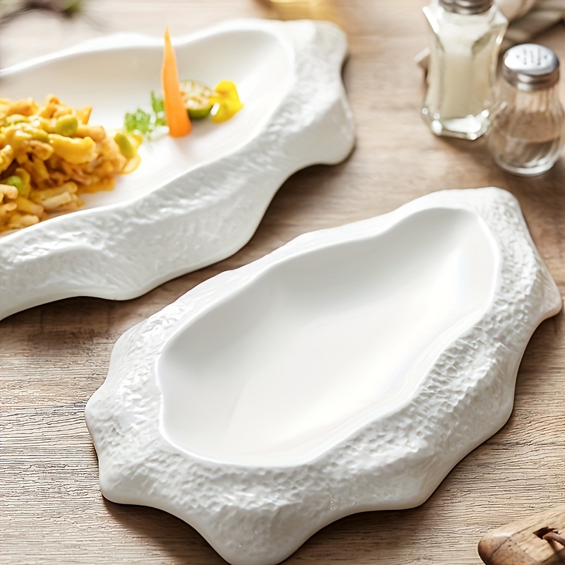 1pc rock-patterned creative tableware, suitable for serving special dishes in restaurants and family gatherings. Made of light luxury ceramics, this plate is full of artistic design. It is a purchasing product and a popular tableware for restaurants