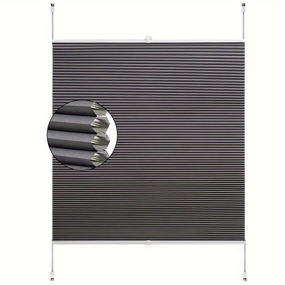 1pc Honeycomb Pleated Blinds No Drilling Required, 2 Color Blackout Insulated Double Pleated Blinds, Privacy Protecting Soundproofing Blinds