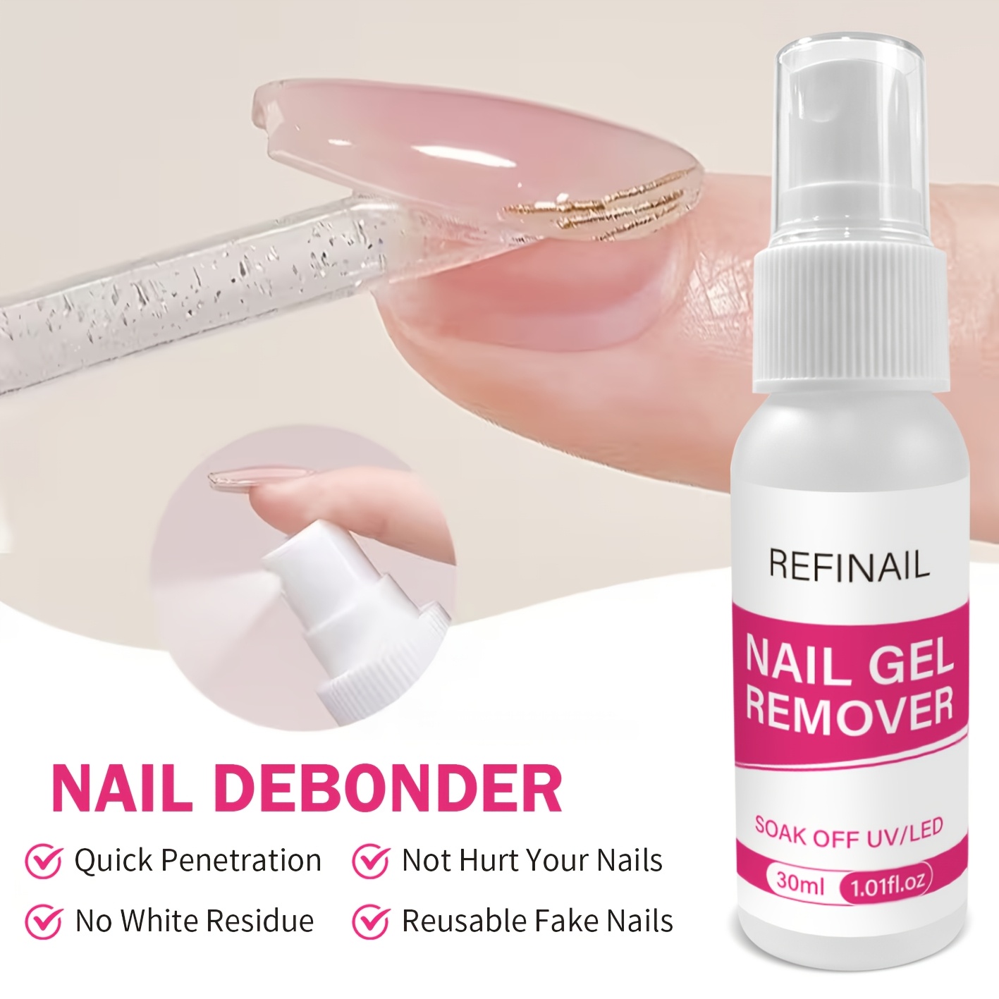 Image of Acrylic Remover Spray, Convenient Remover For Gel And Press-on Nails, Suitable For Patch Nails, Extension Nails, And Nail/pedicure, Controllable , Household Strong Nail Cleaner