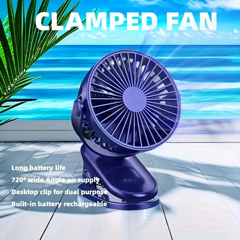 

Ultra-quiet Portable Clip-on Fan With 3 Speeds - Usb Rechargeable, Strong Airflow Desk & Stroller Fan For Office, Dorm, And Outdoor Use