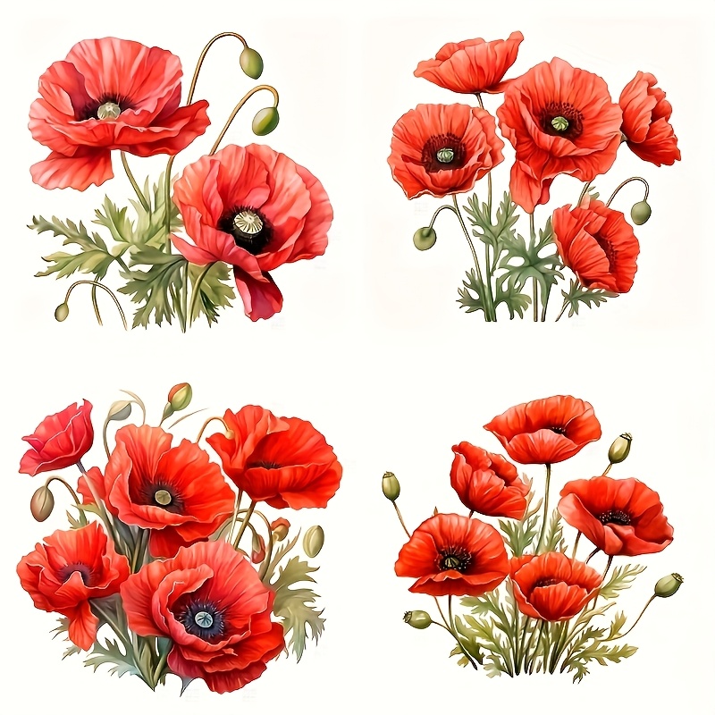 Image of Four-in-one Poppy High Film Double-sided Printing, Colorful White Sticker Scratch-resistant Motorcycle Decal, Car Bumper Body Decoration Sticker
