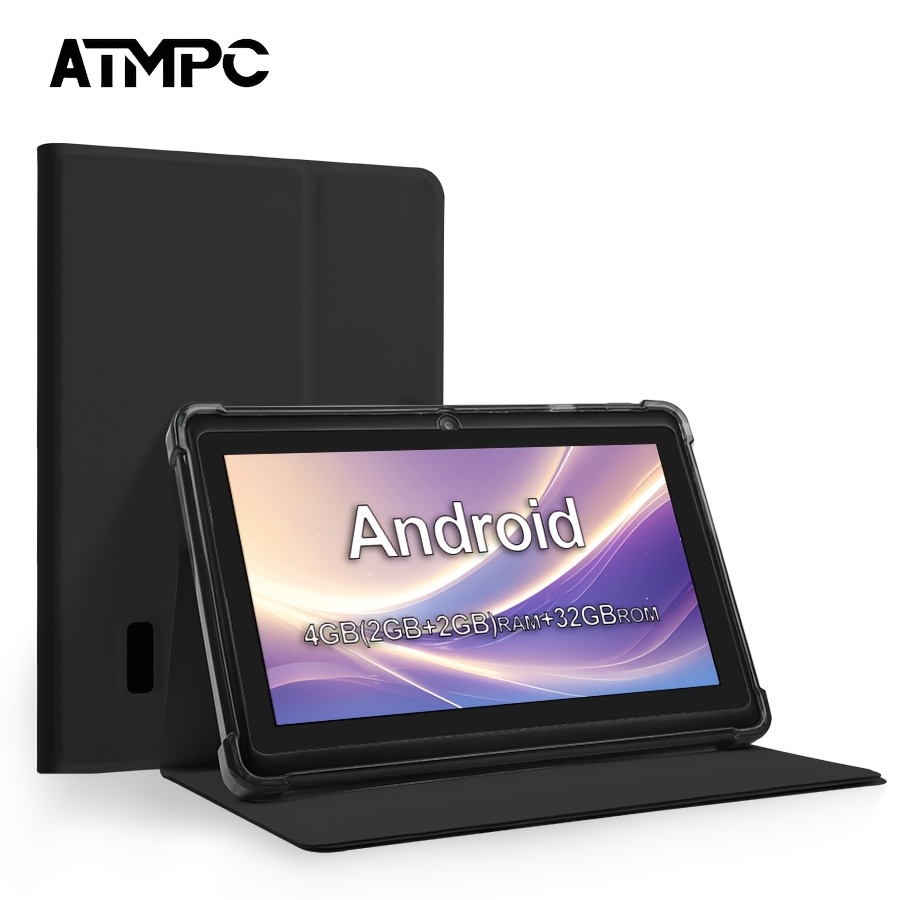 TEMU Atmpc 7 Inch Tablet Pc, 4gb (2gb+2gb Expand) 32gb Rom, Ips Hd Display Tablet With Shockproof Protective Stand Case, Dual Cameras, 2.4g Wifi
