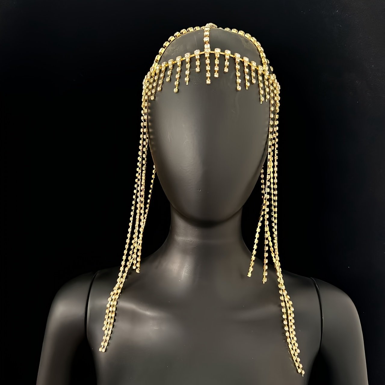 TEMU 1pc Sparkling Tassel Head Chain Women's Rhinestone Fashion Hair Accessory Stage Party Jewelry