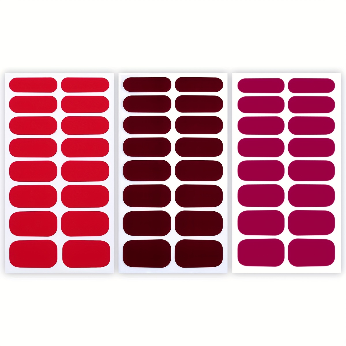 Image of 3 Sheets Full Nail Wraps, Spring And Summer Red Nail Stickers, Red With Burgundy Design, Versatile For Everyday Wear, Brightens Skin Tone, Easily Exquisite Nails