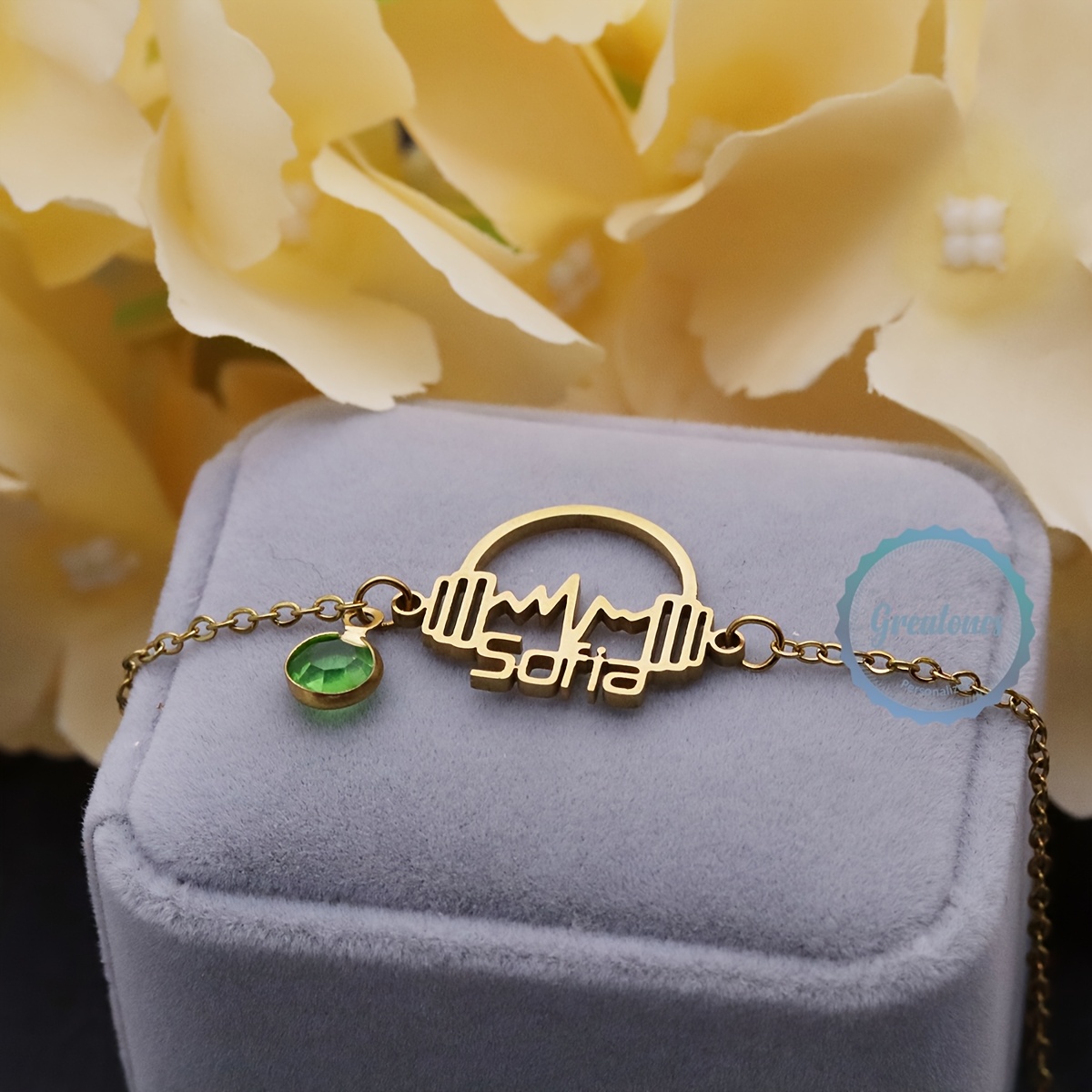 Personalized Custom Name Bracelet with Music Notes, Stainless Steel