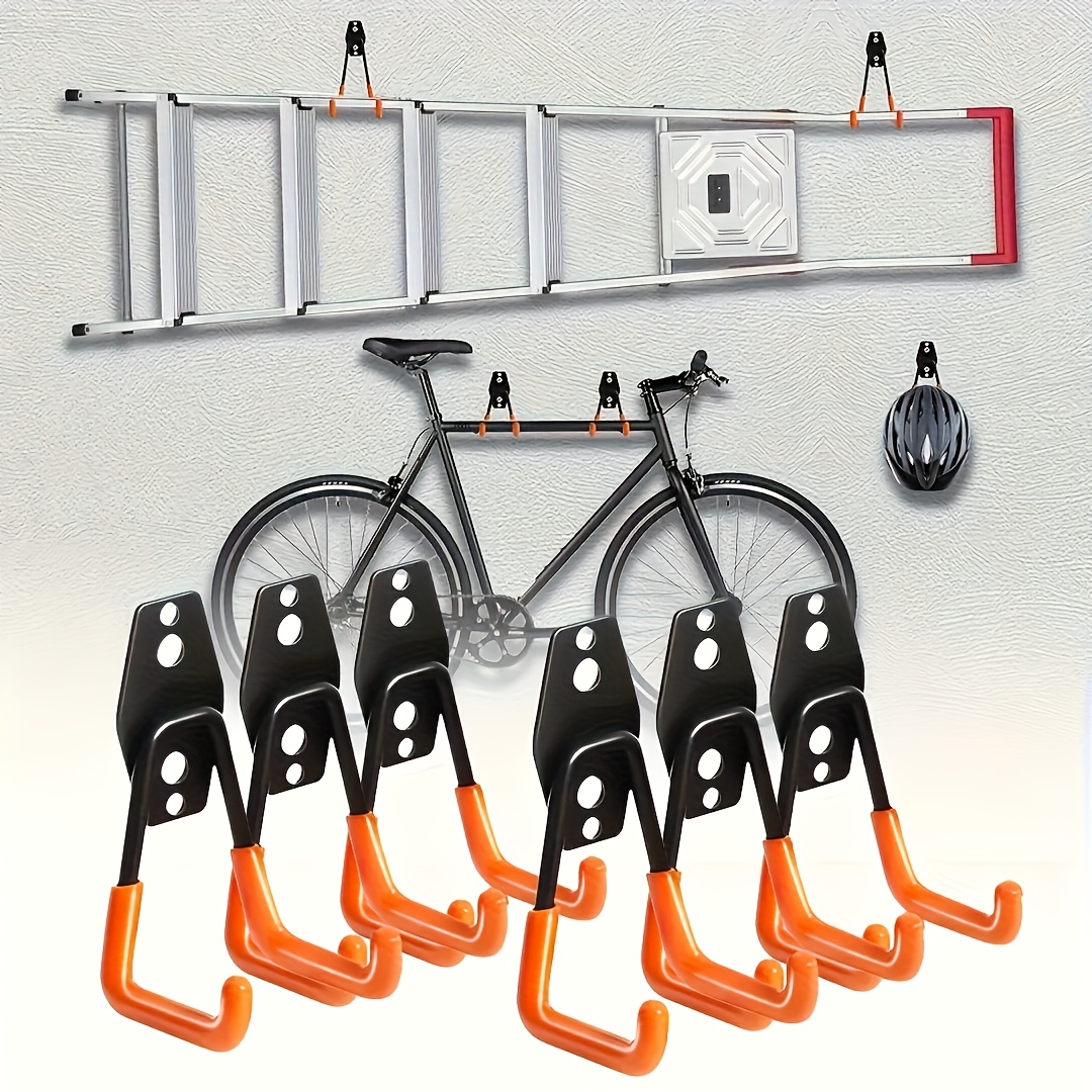 Support Mural Pour Vélo Porte-Vélos Peu Encombrant - Système Rangement Intérieur Extérieur Pour VTT Et Vélos De Course (Orange VTT)
