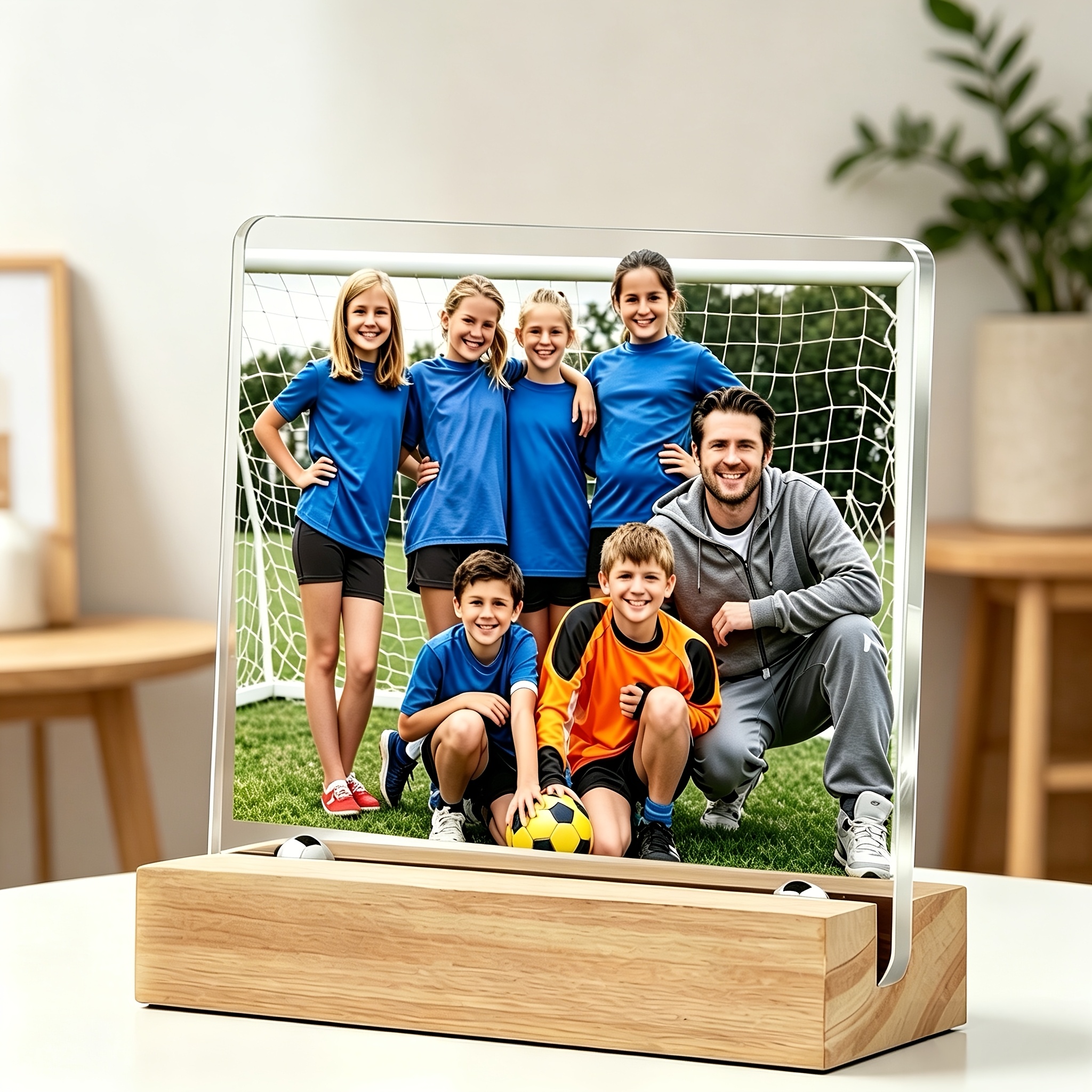 TEMU Placa 2D , regalo personalizado para entrenador de fútbol - Placa con foto del equipo personalizada y /número con base de madera, adecuada para