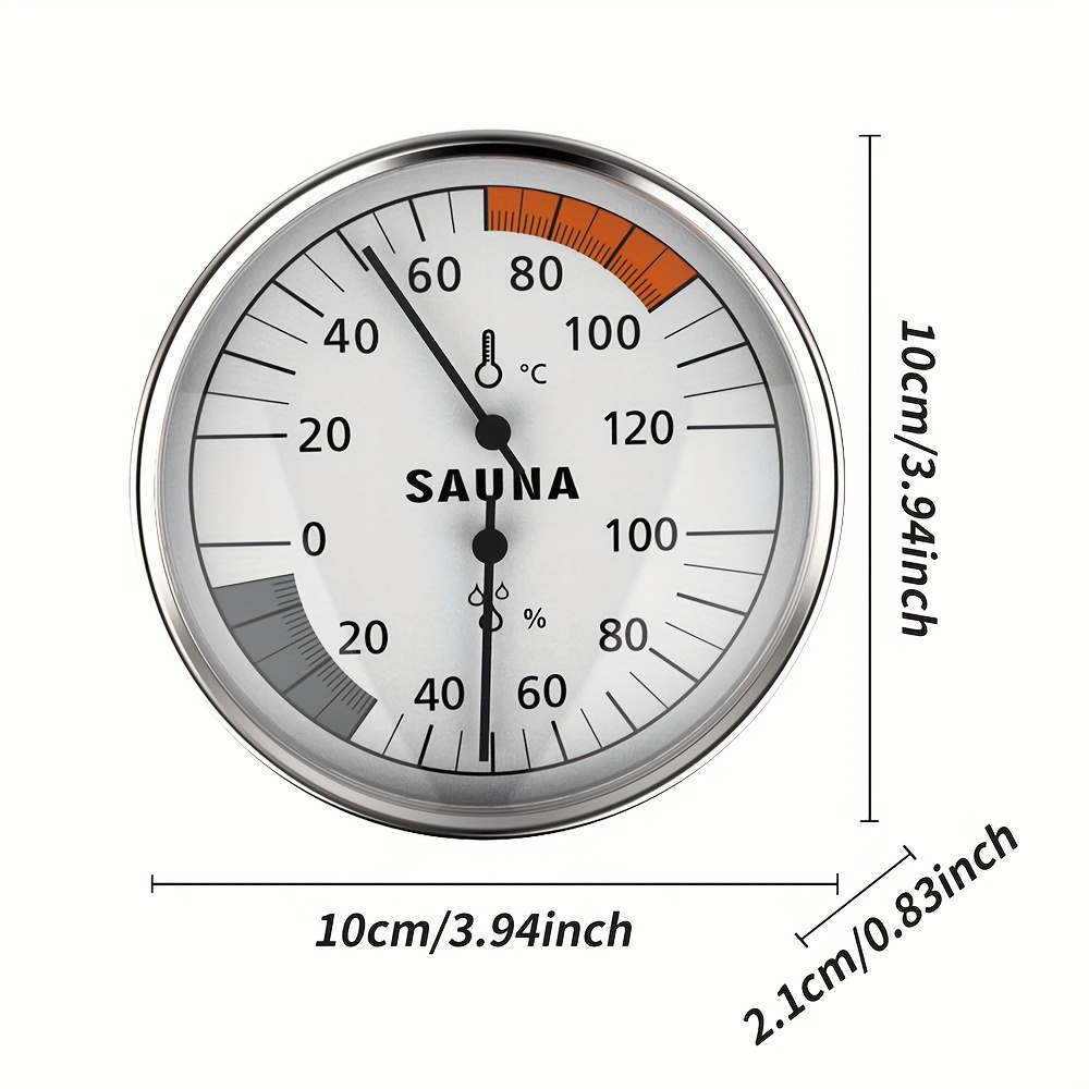 1 vnt. Saunos termohigrometras 2-in-1 vidaus drėgmės ir temperatūros matuoklis, medžio/nerūdijančio plieno medžiaga, Celsijaus/Farenheito temperatūra