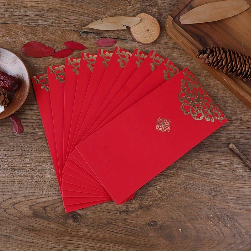 

10pcs Creative Red Envelopes, Wedding Supplies, Bronzing Red Envelopes, Chinese New Year Lucky Money Envelope, Lunar New Year Gift